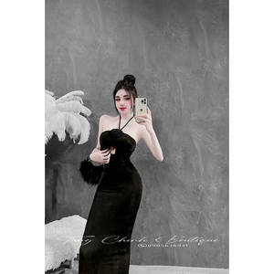 Robe midi moulante en tissu rafraîchissant pour le soir Vente en gros pour les événements formels-XS XL Simple Straight Silhouette Empire Party - Product Image 4