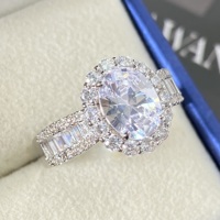 Bague Halo en Argent Sterling 925 avec Moissanite Couleur D VVS, Vente Chaude, Personnalisable, pour Mariage, Vente en Gros