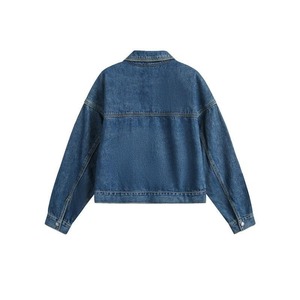 Nueva chaqueta vaquera negra de moda para mujer al por mayor chaqueta informal de algodón lavado liso para mujer procesamiento terminado - Product Image 5