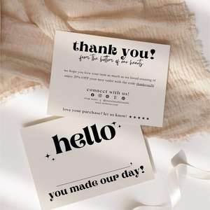 Tarjetas de agradecimiento de marca para floristas con ilustraciones de ramo dibujadas <span class=keywords><strong>a</strong></span> <span class=keywords><strong>mano</strong></span> y <span class=keywords><strong>código</strong></span> de <span class=keywords><strong>descuento</strong></span> de jarrón - Product Image 3