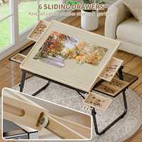 Station de travail multifonctionnelle pour puzzles, table à puzzles pliable réglable en hauteur et en angle avec tiroirs de rangement