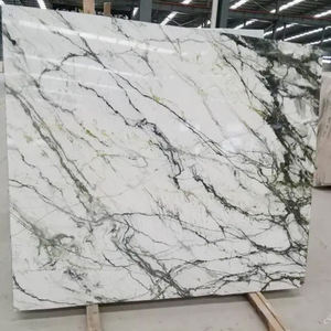 2022 Vente en gros de dalles de marbre blanc Clivia de haute qualité Carreaux Veines vertes polies Design moderne pour la décoration de comptoir d'intérieur - Product Image 5