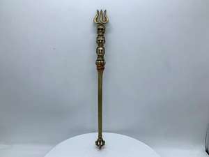 Trishul Om en laiton plaqué or poli, personnalisé, sculpture religieuse, objet décoratif spirituel Vastu, pour la maison, Pooja Mandir - Product Image 2