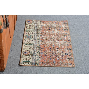 1.6x2.7 ft Vintage Rug, <b>Brown</b> Striped Turkish <b>Wool</b> Rug - Product Image 1