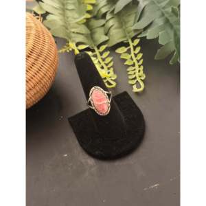 Navajo-<b>Crafted</b> Cultural Collectible Rhodochrosite & Sterling Silver Ring Size 8.25 - Product Image 3