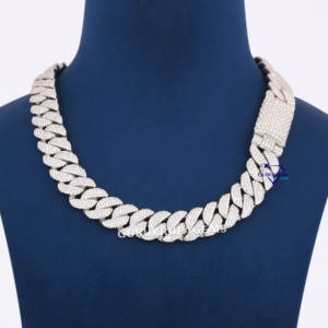 Precio de fábrica Hip Hop 18mm Cadena de eslabones cubanos Iced Out Vvs Lab Grown Jewelry 925 Collar de cadena de eslabones cubanos de plata - Product Image 1