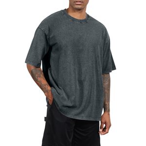 T-shirt délavé à l'acide de grande taille pour hommes, t-shirt délavé de qualité supérieure à épaules tombantes pour un style streetwear vintage élégant - Product Image 5