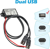 Convertidor Reductor de Voltaje Xelite DC-DC de 12V a 5V 3A 15W, Módulo Convertidor con Doble Salida USB Hembra para Automóvil