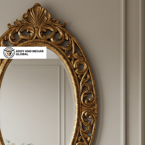 กระจกติดผนังกรอบไม้สไตล์อาร์ตเดโค งานแฮนด์เมด ลายแกะสลักดอกไม้ สำหรับงานแต่งงานและห้องนั่งเล่น - Product Image 3