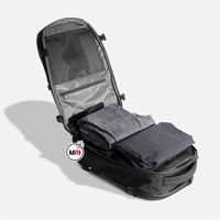 Sac à dos pour ordinateur portable 20L noir, unisexe, pour hommes et femmes, en polyester imperméable, avec fermeture éclair, en velours côtelé, personnalisé par OEM, pour voyages et activités de plein air