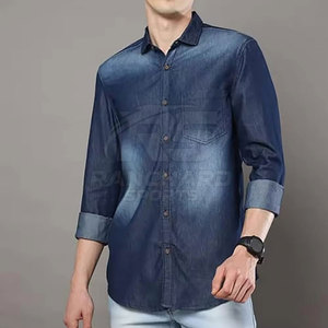 Men Stylish <b>Jeans</b> Shirt Retro Vintage Look Shirt Men Casual <b>Jeans</b> Shirt <b>Soft</b> Cotton Long Sleeve Top - Product Image 5