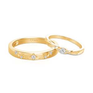 แหวนคู่รักลายเถาวัลย์ชุบทอง 18K แหวนแต่งงานแบบฝังอินเลย์สุดอินเทรนด์ - Product Image 1