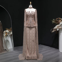 Robes de soirée sirène élégantes Jancember LSZ531, couleur champagne, avec manches cape