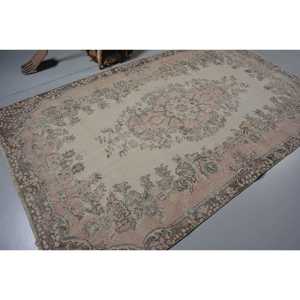 5.6x9.4 ft Rug, Vintage Turkish Rug, <b>Brown</b> Solid <b>Wool</b> Rug - Product Image 2