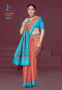 Saris de algodón para mujer diseños impresos para uso diario Sari India venta al por mayor saris de algodón para damas últimos diseños - Product Image 2