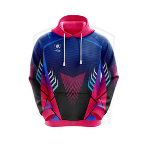 เสื้อฮู้ดแขนยาวของผู้ชายเสื้อสเวตเชิ้ตมีฮู้ดแบบซับลิเมชันเต็มสีชมพู - Product Image 1