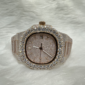 Vidhi đồ trang sức Tự động đồng hồ cơ khí cho nam giới hip hop phong cách phòng thí nghiệm Grown Iced Bust kim cương Tester Silicone ban nhạc Glass quay số - Product Image 4