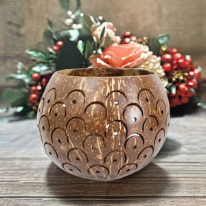 Portavelas de cáscara de coco tallado de nuevo diseño, cuenco de cáscara de coco, luz de té hecha a mano de Vietnam - Product Image 6