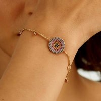 Pulsera de Cadena de Discos de Oro Sólido de 14K y 18K con Zafiros Multicolores Certificados Libres de Níquel, Regalo Perfecto para Aniversario de Bodas