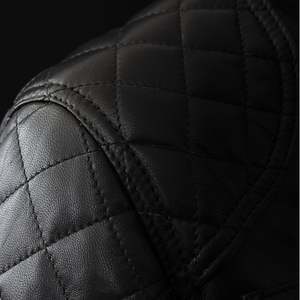 Chaqueta de piel auténtica con cuello mandarín para hombre, cortavientos de tela con forro y cierre de cremallera, talla grande - Product Image 5