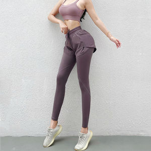 Short 2 en 1 avec leggings pour femmes | Leggings élégants 2 en 1 à taille haute pour femmes-Collants de yoga 2 en 1 de couleur unie pour la gym - Product Image 5