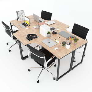 Mesa de Centro Minimalista Moderna para 4 Personas HBMN018 240x140cm con Tapa Curva de Madera de Caucho con Estilo Melamina para Muebles de Oficina - Product Image 1