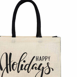 Sac fourre-tout en jute textile à motif personnalisé avec impression de logo à prix bon marché fabriqué au Bengale occidental en Inde - Product Image 4