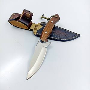 Cuchillo de Hoja Fija de Grado Industrial, Forjado a Mano en Estilo Nórdico, de Acero 12c27 de 8 Pulgadas, con Mango de Madera, Funda Vertical de Cuero, OEM, Full Tang - Product Image 4