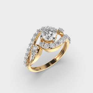Elegante anillo de compromiso romántico de oro macizo de 14 quilates con diamante cultivado en laboratorio para bodas, aniversarios, fiestas, joyería fina - Product Image 5