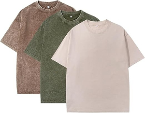 T-shirts oversize délavés à l'acide en coton épais pour hommes T-shirt unisexe à coupe ample et à manches courtes Chemises de rue décontractées pour hommes 2025 - Product Image 5