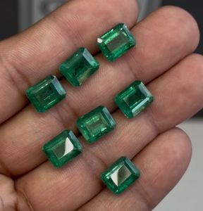 Gemas de corte de esmeralda de Zambia naturales a granel hechas a mano, cristales octogonales verdes para collares, corte de Esmeralda suelto limpio para la fabricación de joyas - Product Image 3