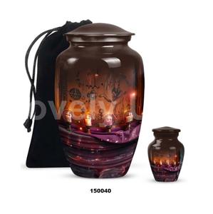 Urna de cremación negra para cenizas de adultos, urna conmemorativa grande para hombres, mujeres, cenizas con urna de recuerdo, bolsa de terciopelo gratis - Product Image 1