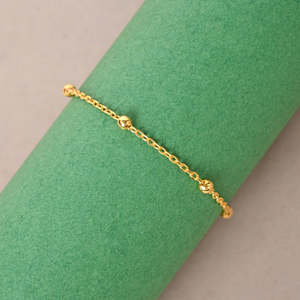 Pulsera CLARA de Plata Pura 925 con Cadena de Bolas Doradas, Bañada en Rodio y Oro con Diamantes, Ideal para Regalo, Fiesta, Boda, Tipo Brazalete - Product Image 3