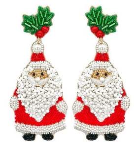 Beautiful Handmade Embroidery Santa <b>Earrings</b> with Rhinestone Fashionable seed bead Jewelry for Wedding Engagement or Gift - Product Image 1