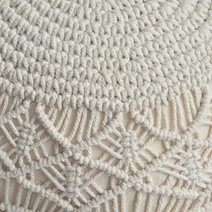 100% Cotton Macrame Pouf Ottoman Large Home Furniture for Living Room Couch & Bedroom <b>Outdoor</b>-Friendly for Hotels and Villas - Product Image 4