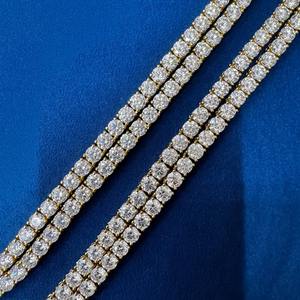 Chaîne de tennis en argent sterling 925 plaqué or avec diamant Moissanite VVS la plus recherchée Bijoux de mode classiques élégants - Product Image 2