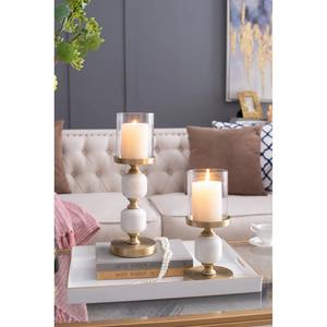 Bougeoir en marbre et laiton, finition dorée polie, résistant à la chaleur, réutilisable, fait à la main, écologique, élégant, piédestal, Pâques - Product Image 2