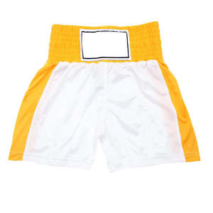 Pantalones cortos de boxeo para hombre personalizados directos de fábrica, pantalones cortos deportivos de entrenamiento de poliéster resistente de color liso con impresión de logotipo profesional - Product Image 1