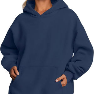 Sudadera de lana de manga larga con logotipo personalizado OEM para mujer, Sudadera con capucha, moda informal para invierno, venta al por mayor - Product Image 1