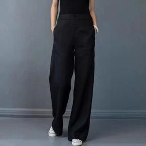 Pantalon de survêtement uni pour femme, automne-hiver, décontracté, coupe large, confortable, avec cordon de serrage - Product Image 1