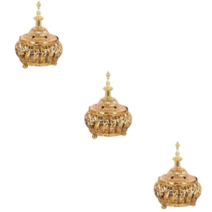 โถเทียนเคลือบทองทำด้วยมือชามพร้อมฝาปิดที่สมบูรณ์แบบสำหรับการตกแต่งโต๊ะที่เก็บเทียนหอม - Product Image 2