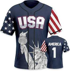 <b>Mens</b> Uniform Regular Fit Baseball Jersey Breathable Stylish Digital Print Plus Size Anti Bacterial 100 Percent Polyester - Product Image 1
