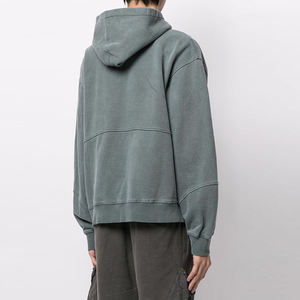 Oem Capuche Vintage Blue Street Wear Personalizado Lavado con ácido Bolsillos de carga de gran tamaño Sudaderas con capucha de tejido inverso desgastado Envío DDP - Product Image 3