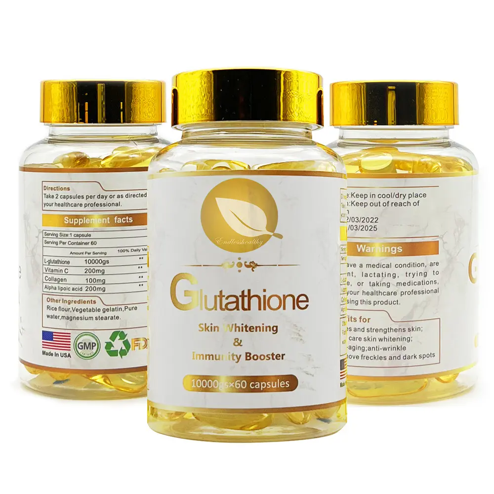 Capsules de glutathone éclaircissant pour la peau, 10000mg, vitamine C, collagène, rehausseur de poitrine, pilules