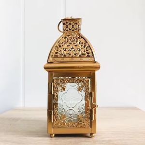 โคมไฟแก้ว & โลหะแบบวินเทจสุดสร้างสรรค์แบบเรียบง่ายโคมไฟสีทองสำหรับตกแต่งบ้านและงานแต่งงาน - Product Image 2