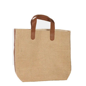 Bolsas de yute con asa de Pu Bolsas de comestibles reutilizables Bolsa de compras duradera - Product Image 1