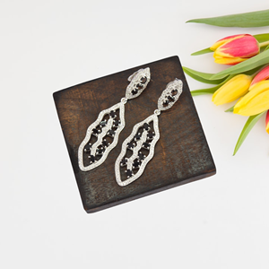 ต่างหูพลอยควอทซ์สโมคกี้ทำด้วยมือธรรมชาติต่างหูอินเดียต่างหูเงินแท้925ผู้ผลิตจากอินเดีย - Product Image 1