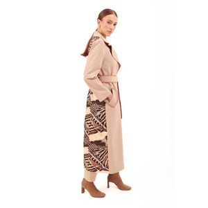 Manteau long beige vintage à double boutonnage avec doublure imperméable en peau de mouton et en cachemire - Product Image 4