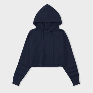 Color sólido OEM ODM Mujeres profesionales Nuevo diseño con capucha Logotipo personalizado Impresión Crop Top Sudaderas con capucha Mujeres - Product Image 4