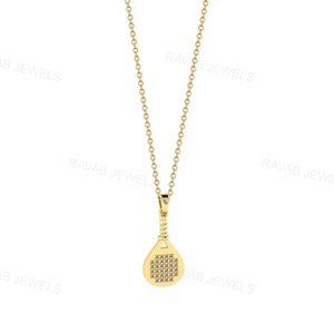 Collar de paleta de tenis chapado en oro de Plata de Ley 925, joyería de diseño personalizado para hombres, mujeres, amantes de los deportes, fábrica de regalos al por mayor - Product Image 6